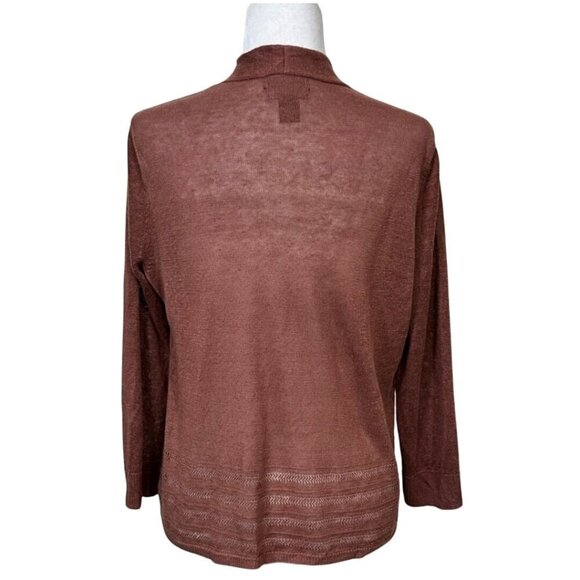 Nanette Lepore NWT Linen Lightweight Brown Open Front Cardigan Sweater Size XL - Picture 4 of 8